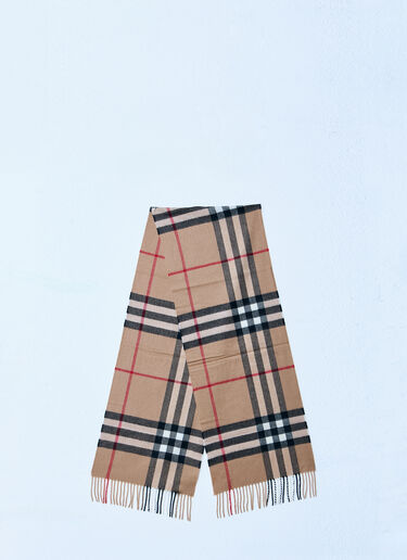 Burberry Giant Check Cashmere Scarf Beige bur0359001