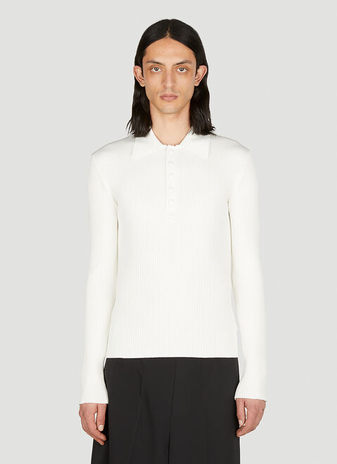Courrèges Knitted Polo Shirt White cou0152010