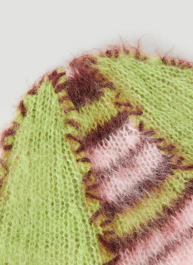 Marni Fuzzy Stripe Beanie Hat Green mni0253038