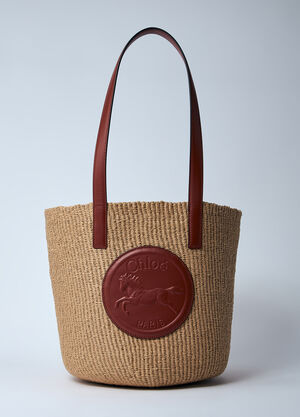Chloé Large Horse Medal Basket Bag Beige chl0259010