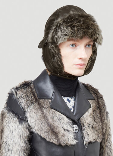 Marine Serre Faux-Fur Trimmed Hat Black mrs0342013