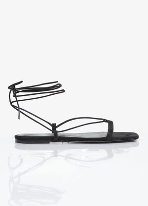 The Row The Suede Tie Sandals Cream row0256053