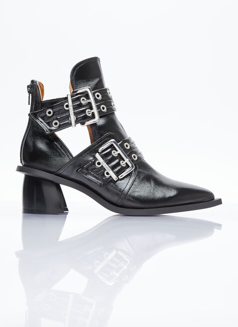 Gucci Chunky Buckle Open Cut Boots Black guc0253116