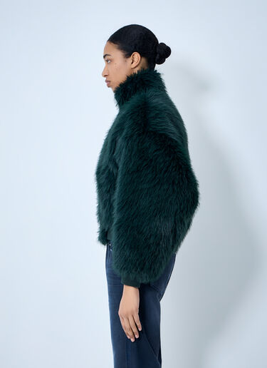 Balenciaga Faux Fur Bomber Jacket Green bal0263009