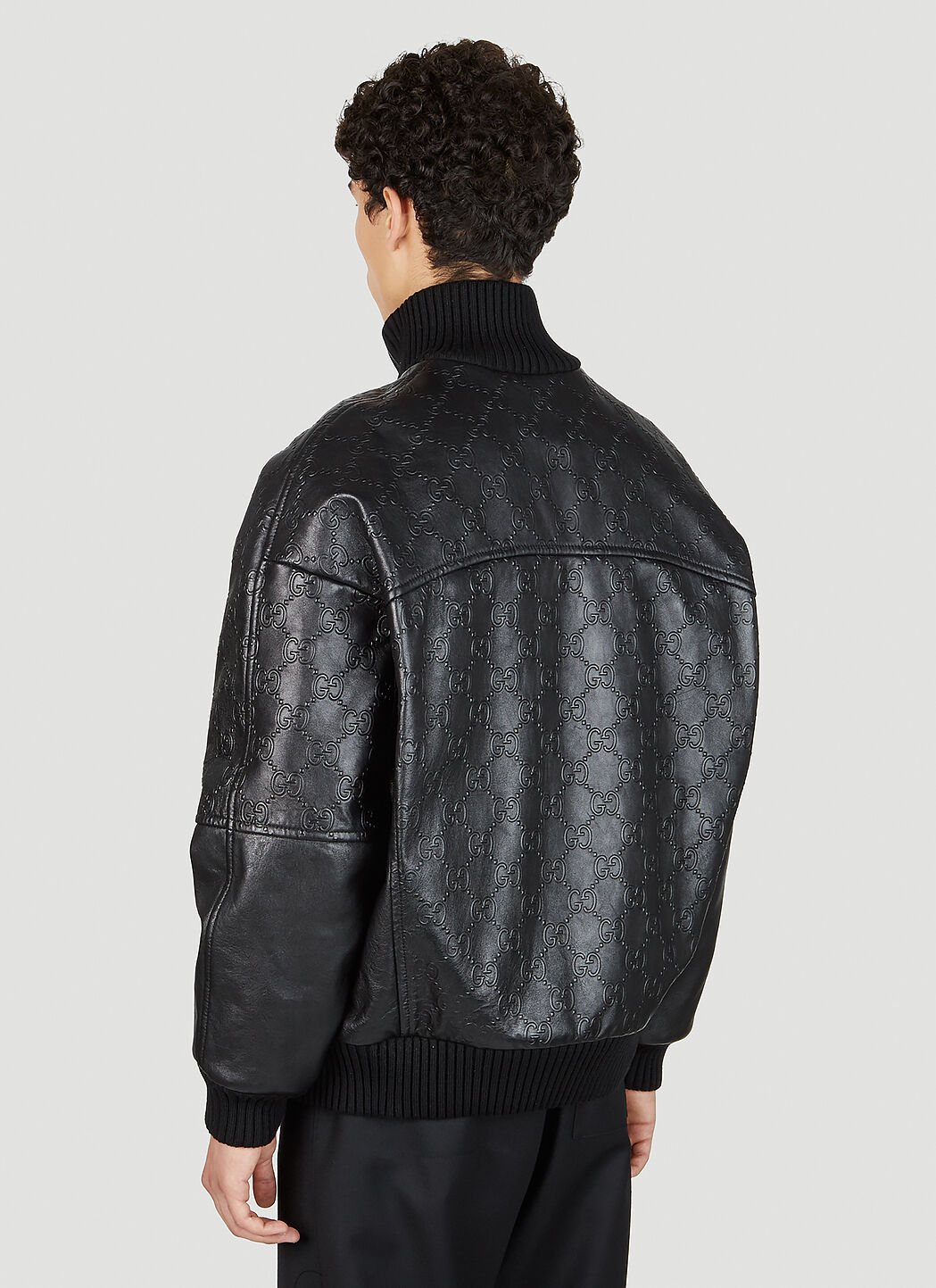Gucci GG Embossed Bomber Jacket in Black LN CC