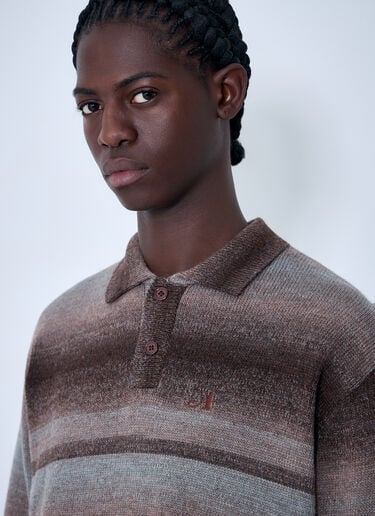 Awake NY Striped Polo Sweater Brown awa0162004