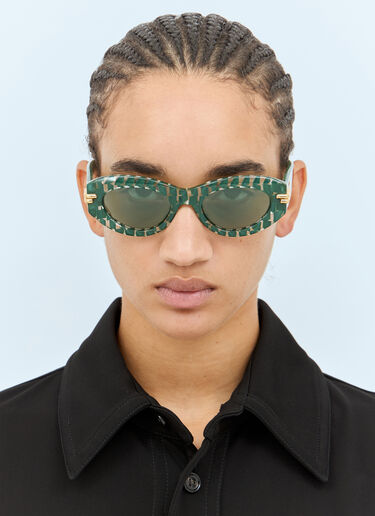 Bottega Veneta Mitre Oval Sunglasses Green bos0257002