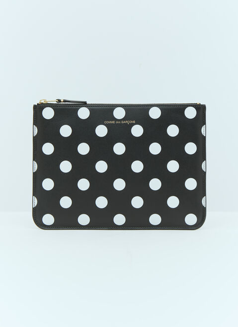 Comme des Garçons Wallet Polka Dot Leather Pouch Black cdw0347008