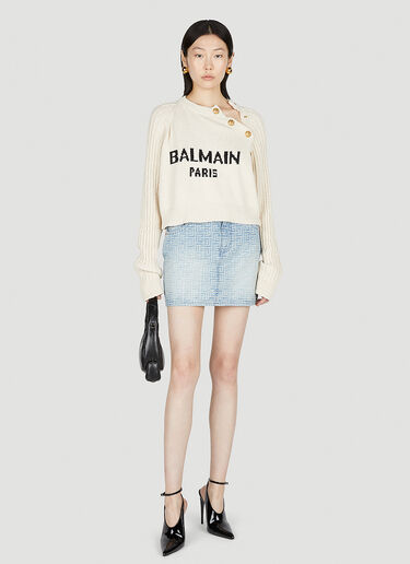 Balmain Logo Knit Sweater Cream bln0252012