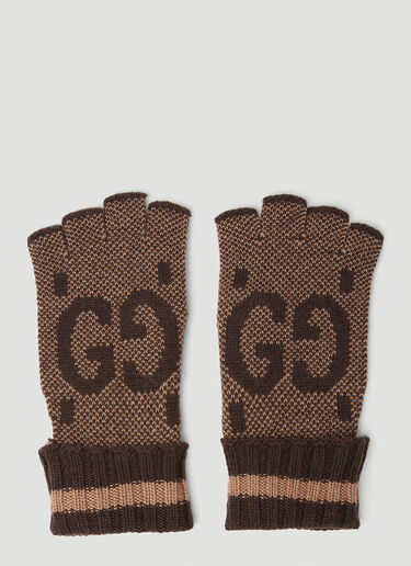 Gucci GG Jacquard Fingerless Gloves Brown guc0153104
