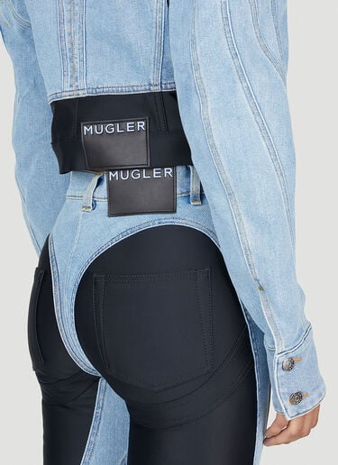 Mugler Corset Panel Denim Jacket Blue mug0252037