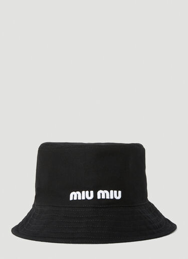 Miu Miu Logo Embroidered Bucket Hat Black miu0250030