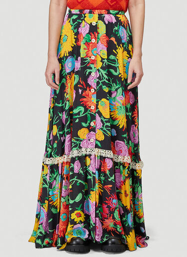 Gucci Floral-Print Skirt Black guc0243028