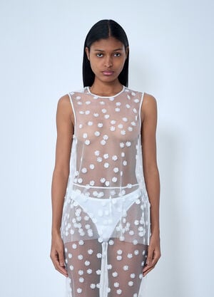 Cecilie Bahnsen Embroidered Sheer Overlay Dress White cec0262025