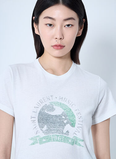 Saint Laurent Logo Motif T-Shirt White sla0259006