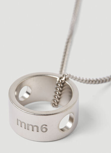 MM6 Maison Margiela Logo Ring Pendant Necklace Silver mmm0149022