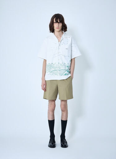 Prada Wave-Print Oversized Shirt Green pra0164019