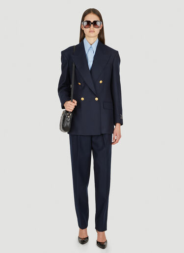 Gucci Logo Patch Double Breasted Blazer Navy guc0251041
