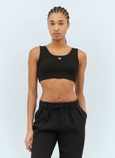 Prada Jersey Crop Top Black pra0259019