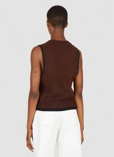 GANNI Embellished Logo Sleeveless Sweater Brown gan0251086