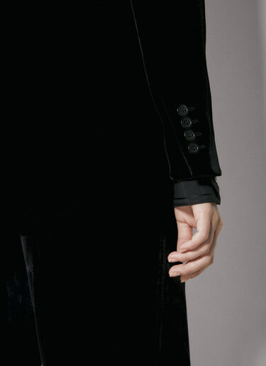 Saint Laurent Velvet Double-Breasted Blazer Black sla0253009