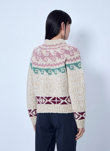 LN-CC® - Moncler Grenoble: Geometric Jacquard Wool Blend Jumper - Beige Moncler Grenoble Geometric Jacquard Wool Blend Jumper Beige mog0265013