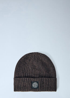 Stone Island Ribbed Knit Beanie Dark Brown sto0165034