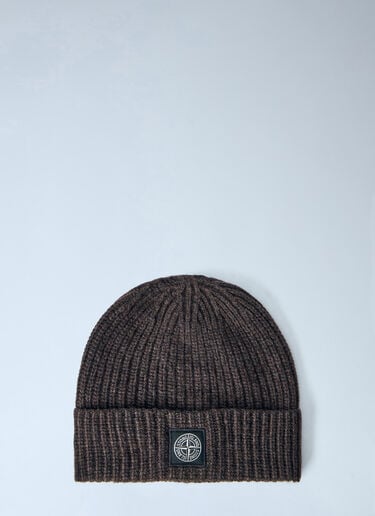 LN-CC® - Stone Island: Ribbed Knit Beanie - Dark Brown Stone Island Ribbed Knit Beanie Dark Brown sto0165034