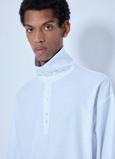 LN-CC® - Dries Van Noten: Hegon Long Sleeve Polo Shirt - White Dries Van Noten Hegon Long Sleeve Polo Shirt White dvn0165014