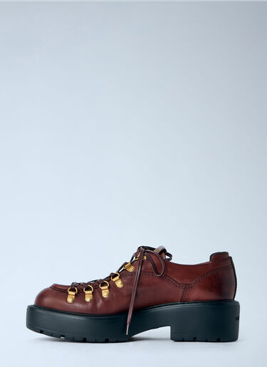 LN-CC® - Miu Miu: Leather Lace Ups - Burgundy Miu Miu Leather Lace Ups Burgundy miu0266051