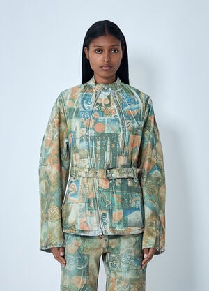 Kiko Kostadinov x Levi's Printed Carina Belted Jacket Green kil0260001
