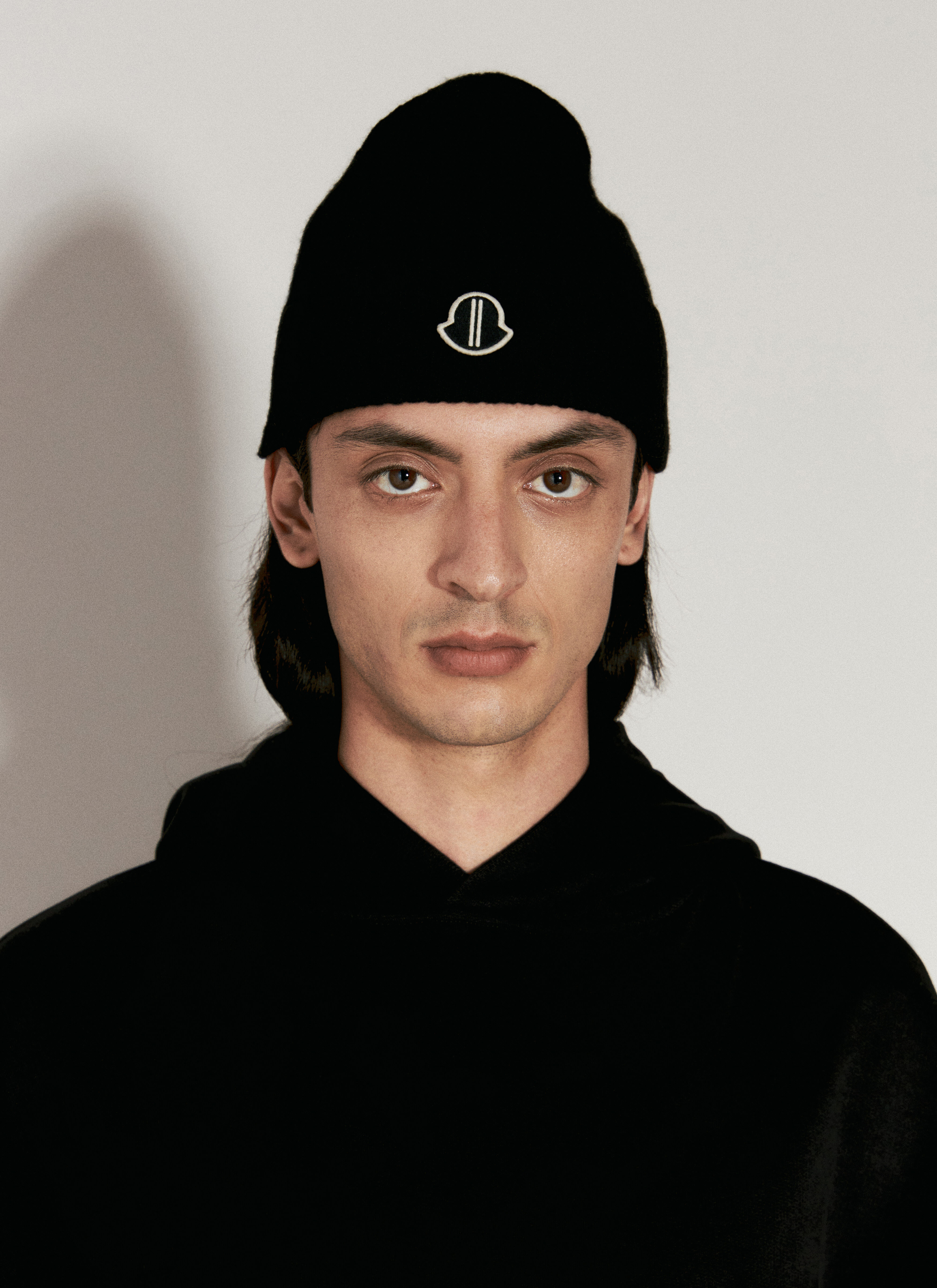 Moncler x Rick Owens Men s Logo Embroidery Cashmere Beanie Hat in Black LN CC