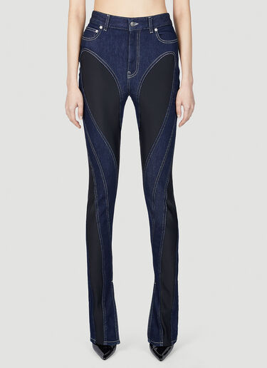 Mugler Structured Contrast Panel Jeans Dark Blue mug0251061