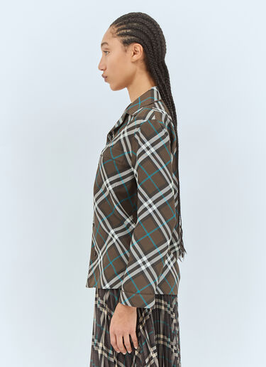 Burberry Check Silk Pyjama Shirt Green bur0257004