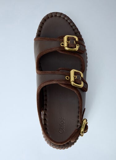 LN-CC® - Chloé: Nama Wedge Sandals - Brown Chloé Nama Wedge Sandals Brown chl0265038