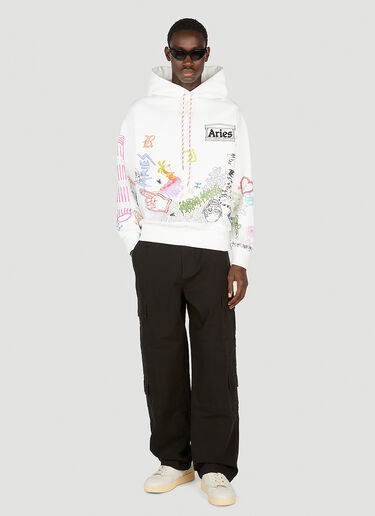 Doodle Hooded Sweatshirt Aries Doodle Hooded Sweatshirt White ari0152010