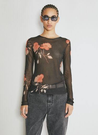Our Legacy Super Slim Long Sleeve Mesh Top Black our0254015