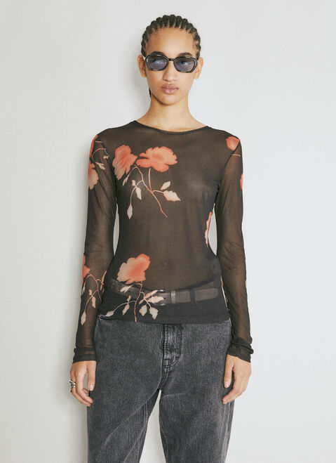 Our Legacy Super Slim Long Sleeve Mesh Top Blue our0255002