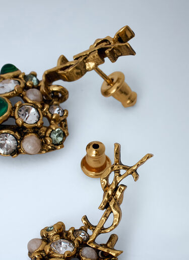 LN-CC® - Saint Laurent: Embellished Drop Earrings - Gold Saint Laurent Embellished Drop Earrings Gold sla0264020