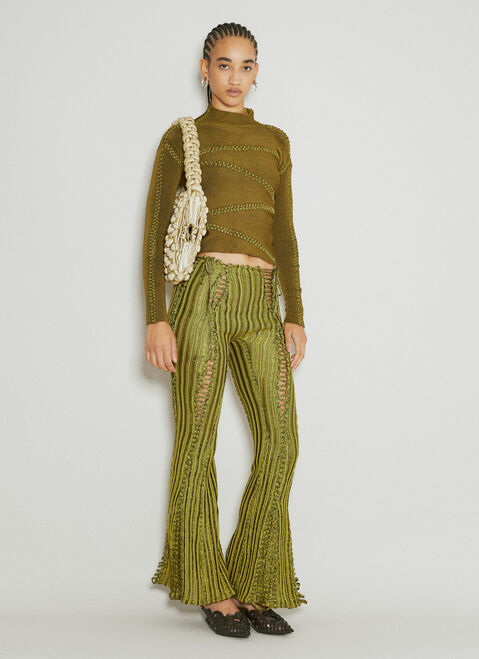 Isa Boulder Split And Tear Knit Pants Green isa0253005