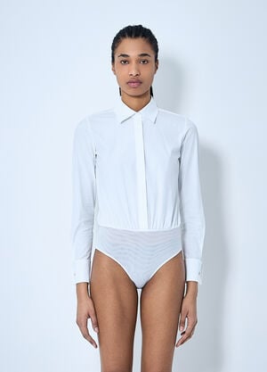 Max Mara Button-Down Bodysuit White max0260033