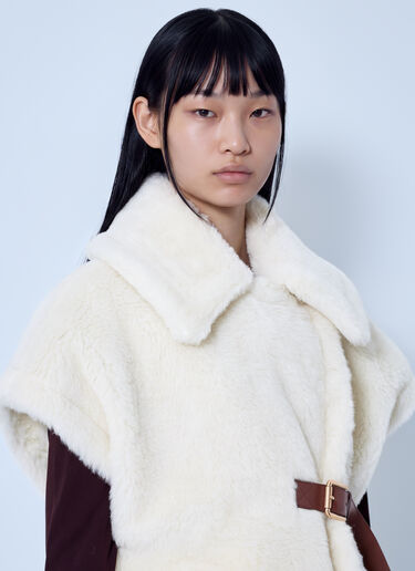 LN-CC® - Max Mara: Shearling Belted Gilet - White Max Mara Shearling Belted Gilet White max0266083