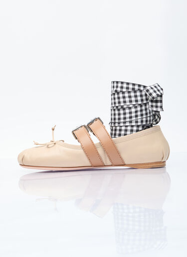 Ballerina Flats With Buckle Straps Miu Miu Ballerina Flats With Buckle Straps Beige miu0256015