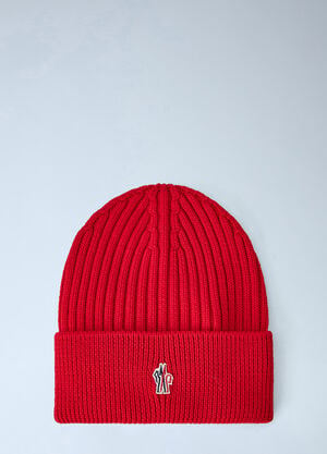 Moncler Grenoble Ribbed Knit Beanie Red mog0165013