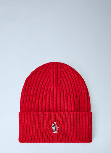 LN-CC® - Moncler Grenoble: Ribbed Knit Beanie - Red Moncler Grenoble Ribbed Knit Beanie Red mog0165013