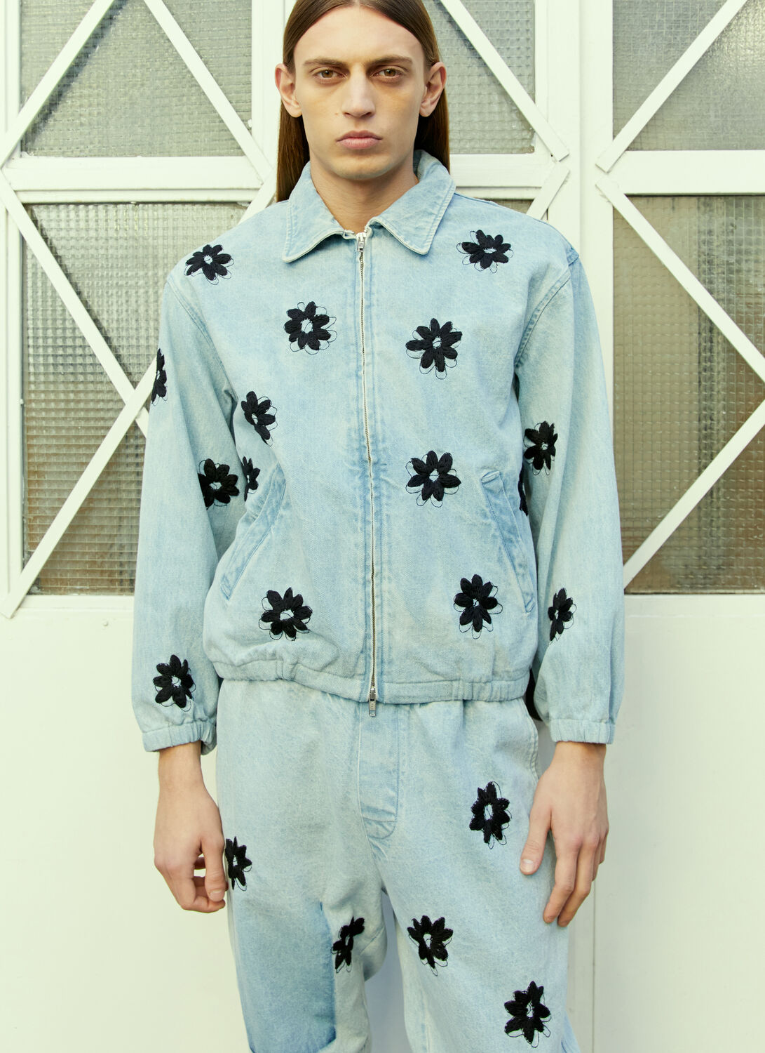 Noma T.d. Flower Hand Embroidery Blouson Jacket In Blue