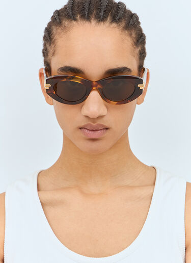 Bottega Veneta Mitre Oval Sunglasses Brown bos0257001