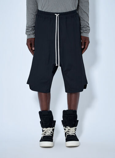 LN-CC® - Rick Owens: Basket Swingers Heavy Poplin Shorts - Black Rick Owens Basket Swingers Heavy Poplin Shorts Black ric0165048