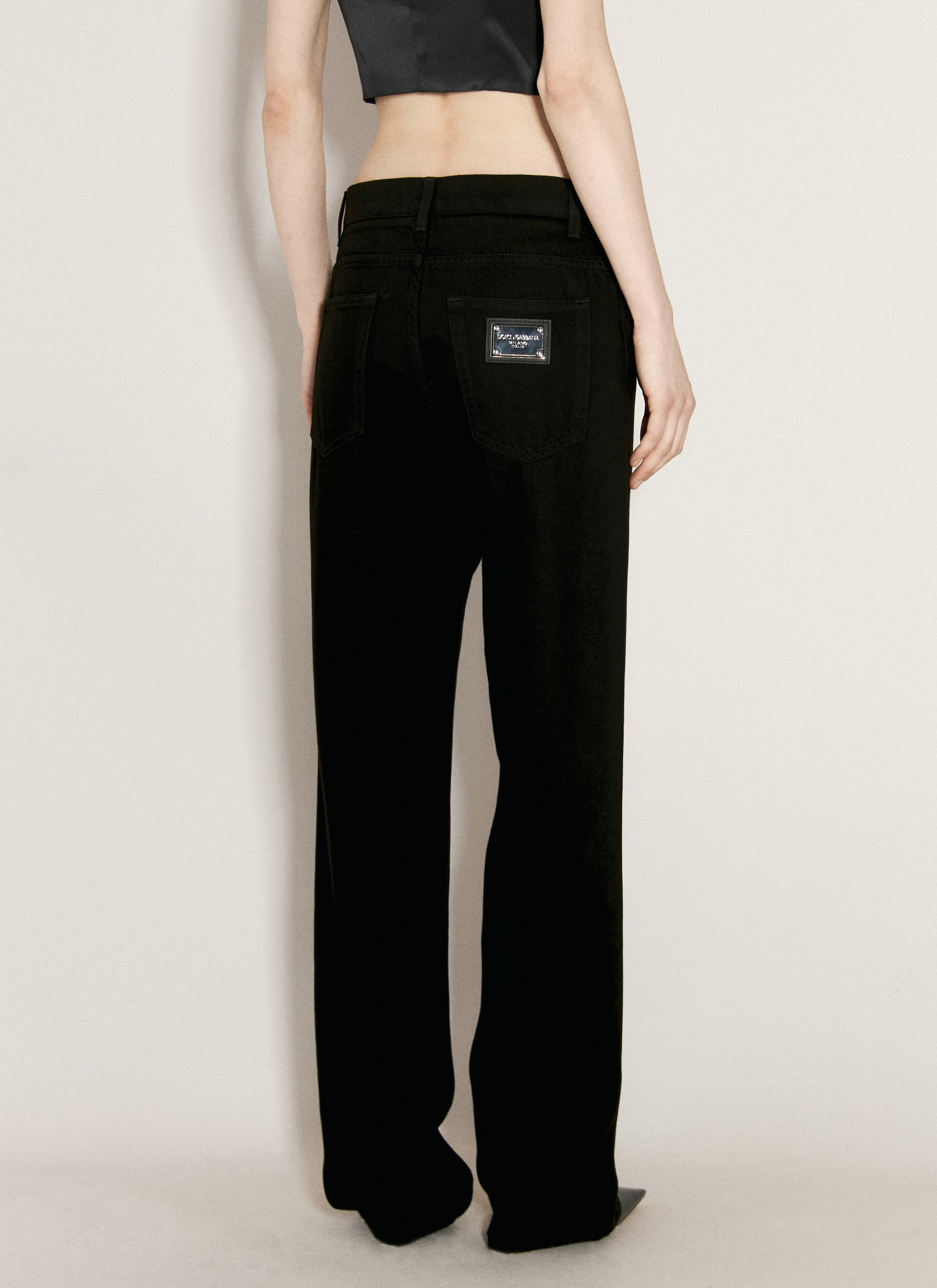 Dolce & Gabbana Women's' Logo Plaque Loose Jeans in Black | LN-CC®