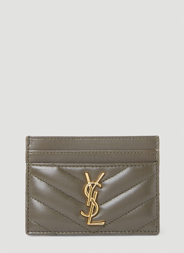 Saint Laurent 徽标铭牌绗缝卡夹 卡其色 sla0253118